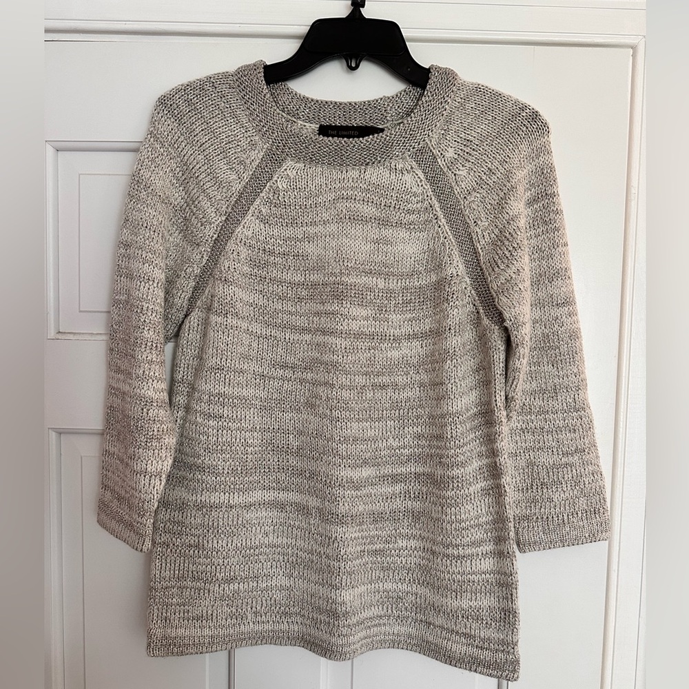 Women’s Metallic Cream and Silver Sweater - The Limited - Size S